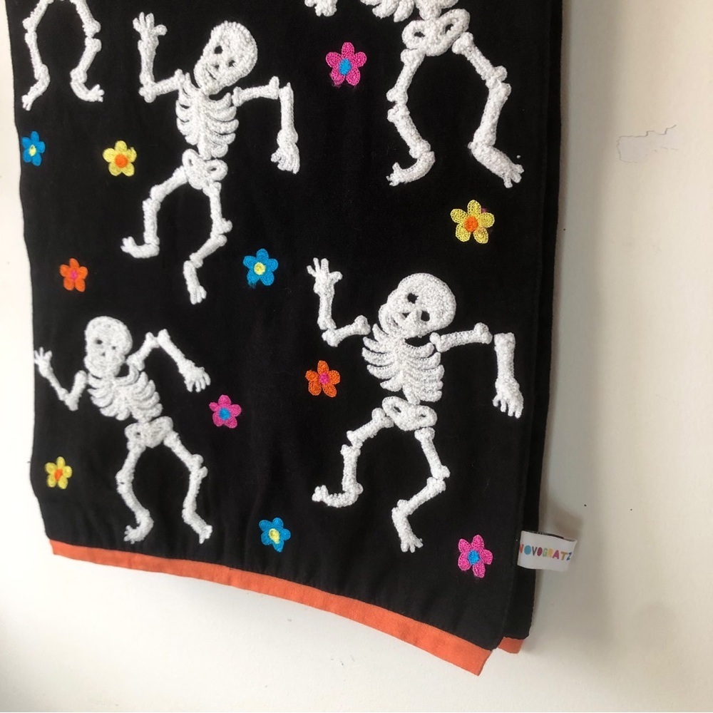 Novogratz Dancing Skeleton Embroidered Table Runner Dia de los Muertos 68”L - Picture 10 of 11